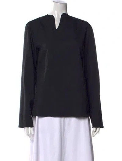 Pre-owned Tibi Asymmetrical Long Sleeve Top In Black