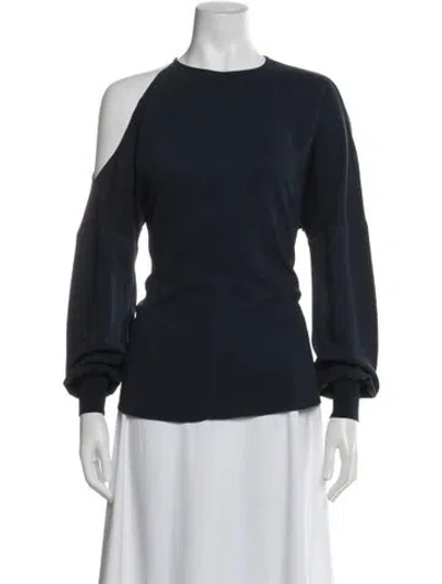 Pre-owned Tibi Asymmetrical Long Sleeve Top In Blue