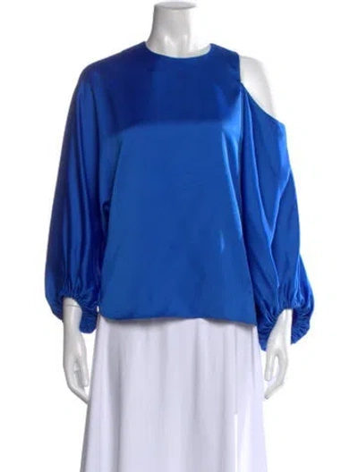 Pre-owned Tibi Asymmetrical Long Sleeve Top In Blue
