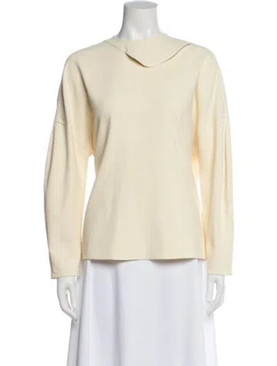 Pre-owned Tibi Asymmetrical Long Sleeve Top In Neutral