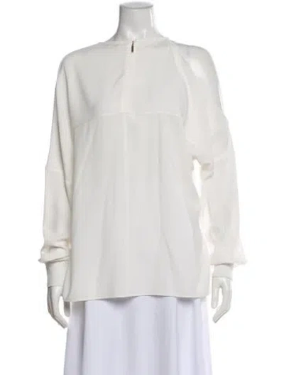 Pre-owned Tibi Asymmetrical Long Sleeve Top In Neutrals/white