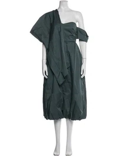 Pre-owned Tibi Asymmetrical Midi Length Dress In Green