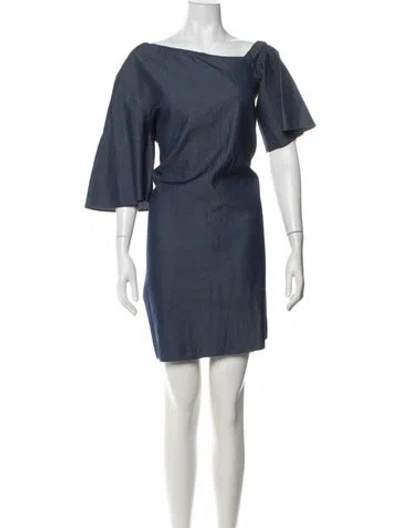 Pre-owned Tibi Asymmetrical Mini Dress In Blue