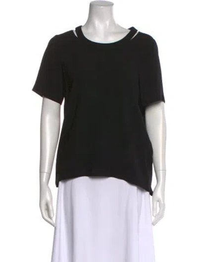 Pre-owned Tibi Asymmetrical Short Sleeve Top In Black