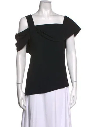Pre-owned Tibi Asymmetrical Short Sleeve Top In Black