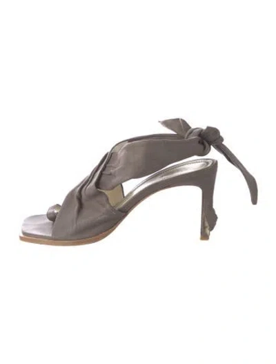 Pre-owned Tibi Axel Toe Ring Sandals Leather Slingback Sandals In Gray