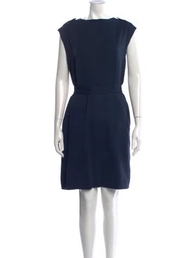 Pre-owned Tibi Bateau Neckline Knee-length Dress In Blue