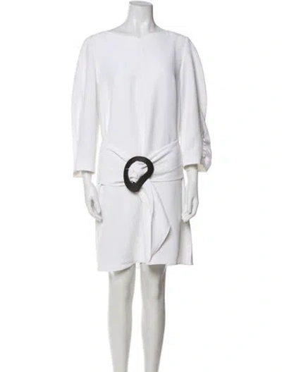 Pre-owned Tibi Bateau Neckline Knee-length Dress In White