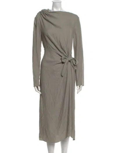Pre-owned Tibi Bateau Neckline Long Dress In Green