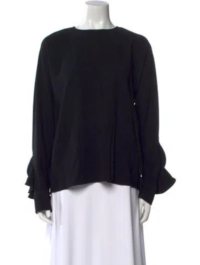 Pre-owned Tibi Bateau Neckline Long Sleeve Blouse In Black