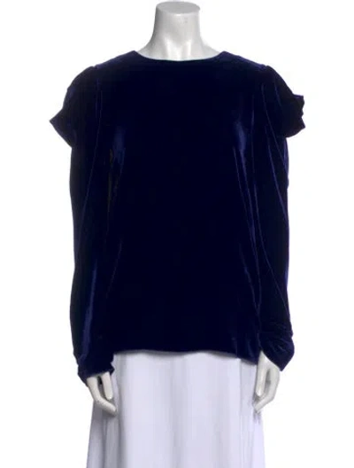 Pre-owned Tibi Bateau Neckline Long Sleeve Blouse In Blue