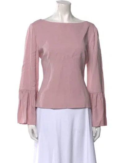 Pre-owned Tibi Bateau Neckline Long Sleeve Blouse In Pink
