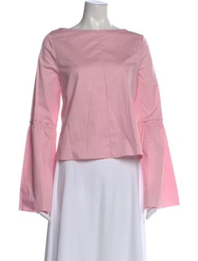 Pre-owned Tibi Bateau Neckline Long Sleeve Blouse In Pink