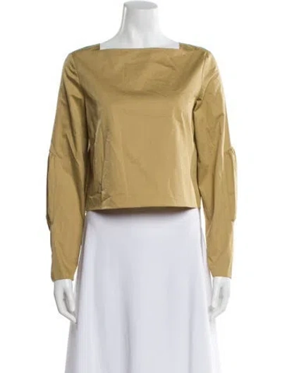 Pre-owned Tibi Bateau Neckline Long Sleeve Blouse W/ Tags In Neutral