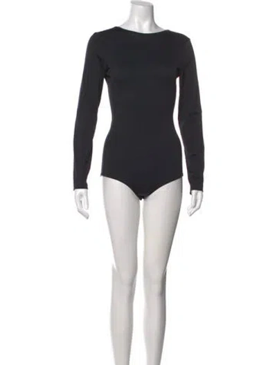 Pre-owned Tibi Bateau Neckline Long Sleeve Bodysuit In Black