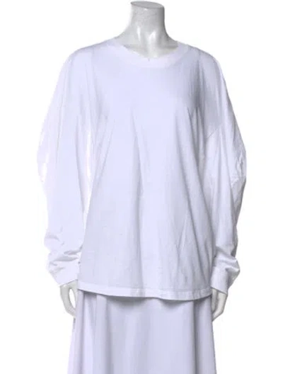 Pre-owned Tibi Bateau Neckline Long Sleeve Sweatshirt In White