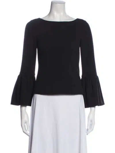 Pre-owned Tibi Bateau Neckline Long Sleeve Top In Black