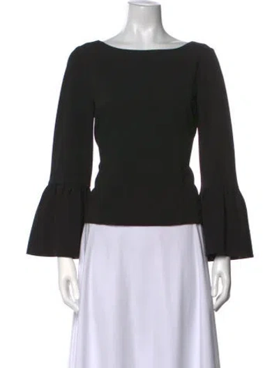 Pre-owned Tibi Bateau Neckline Long Sleeve Top In Black