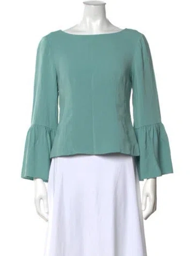 Pre-owned Tibi Bateau Neckline Long Sleeve Top In Blue