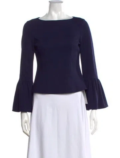 Pre-owned Tibi Bateau Neckline Long Sleeve Top In Blue