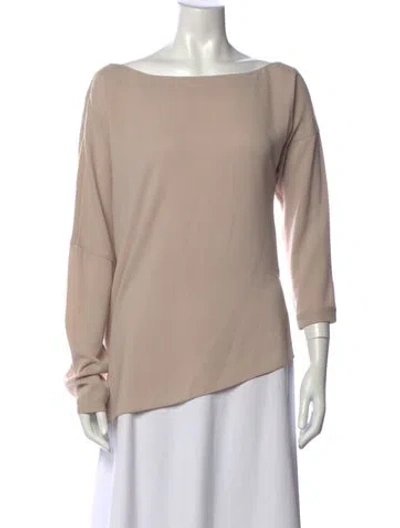 Pre-owned Tibi Bateau Neckline Long Sleeve Top In Neutrals