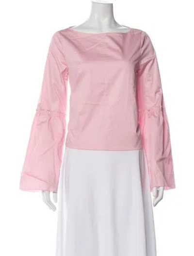 Pre-owned Tibi Bateau Neckline Long Sleeve Top In Pink