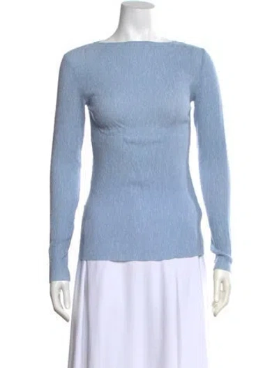 Pre-owned Tibi Bateau Neckline Long Sleeve Top W/ Tags In Blue