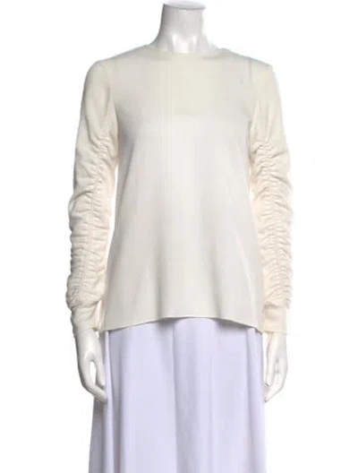 Pre-owned Tibi Bateau Neckline Long Sleeve Top In White
