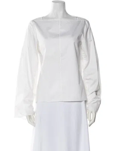 Pre-owned Tibi Bateau Neckline Long Sleeve Top In White