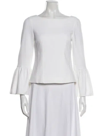 Pre-owned Tibi Bateau Neckline Long Sleeve Top In White