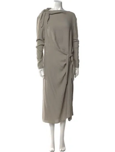Pre-owned Tibi Bateau Neckline Midi Length Dress In Gray