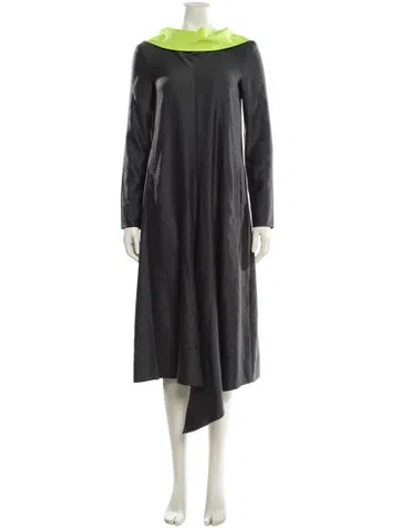 Pre-owned Tibi Bateau Neckline Midi Length Dress In Gray