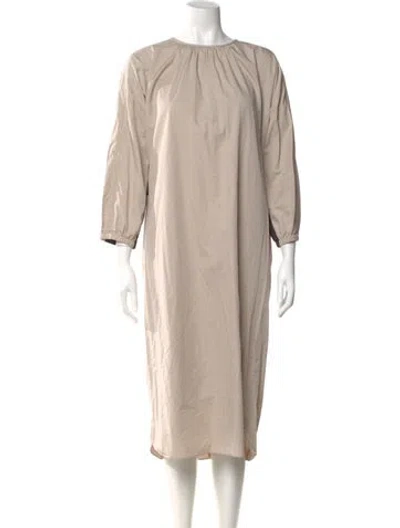 Pre-owned Tibi Bateau Neckline Midi Length Dress In Neutral