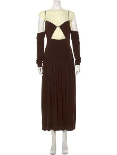 Pre-owned Tibi Bateau Neckline Midi Length Dress W/ Tags In Brown