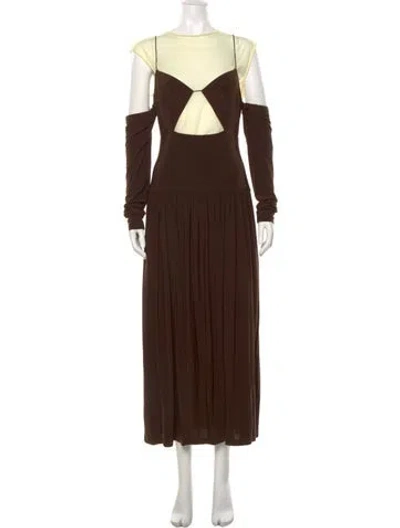 Pre-owned Tibi Bateau Neckline Midi Length Dress W/ Tags In Brown