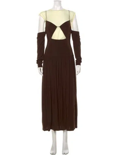 Pre-owned Tibi Bateau Neckline Midi Length Dress W/ Tags In Brown