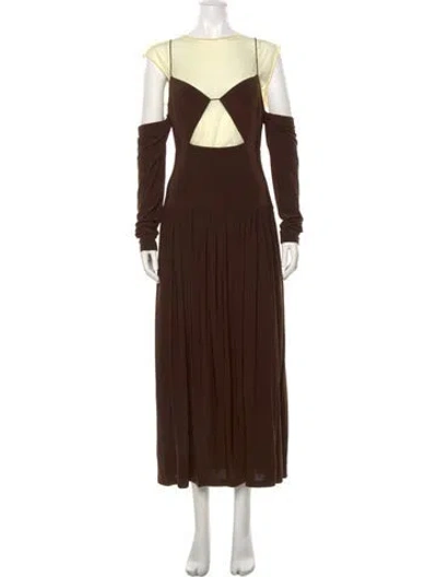 Pre-owned Tibi Bateau Neckline Midi Length Dress W/ Tags In Brown