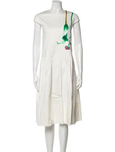 Pre-owned Tibi Bateau Neckline Midi Length Dress In White