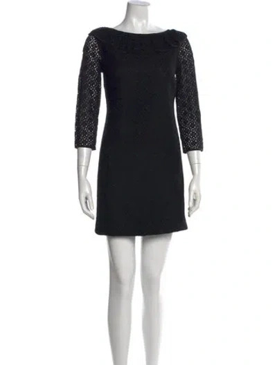 Pre-owned Tibi Bateau Neckline Mini Dress In Black