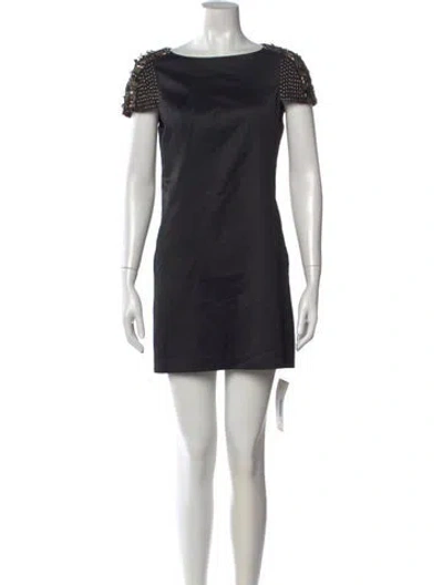 Pre-owned Tibi Bateau Neckline Mini Dress In Black