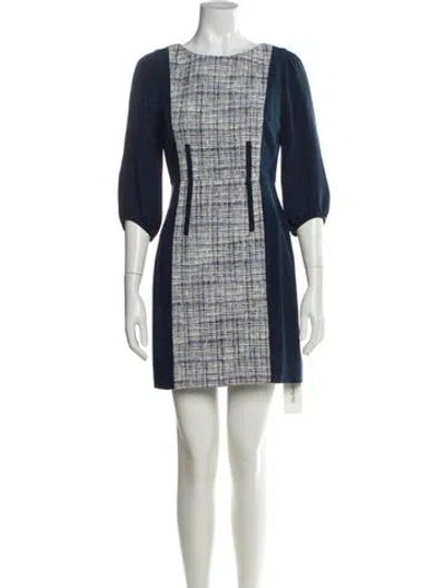 Pre-owned Tibi Bateau Neckline Mini Dress In Blue