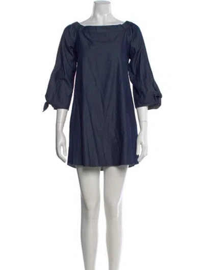 Pre-owned Tibi Bateau Neckline Mini Dress In Blue