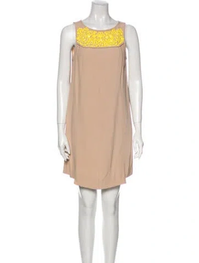 Pre-owned Tibi Bateau Neckline Mini Dress In Neutral