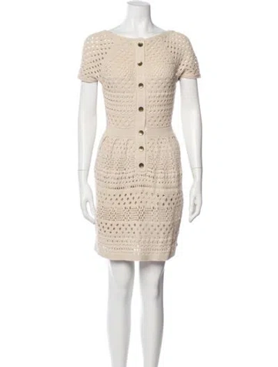 Pre-owned Tibi Bateau Neckline Mini Dress In Neutral