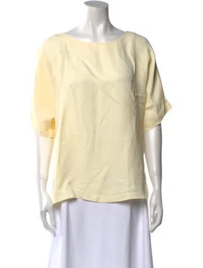 Pre-owned Tibi Bateau Neckline Short Sleeve Blouse In Neutral