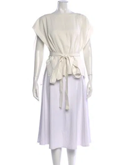Pre-owned Tibi Bateau Neckline Short Sleeve Blouse In Neutral