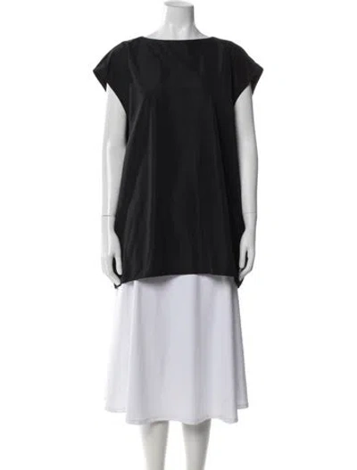 Pre-owned Tibi Bateau Neckline Short Sleeve Top In Black