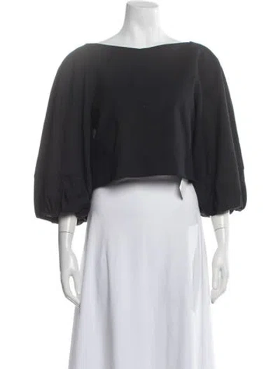 Pre-owned Tibi Bateau Neckline Short Sleeve Top In Black