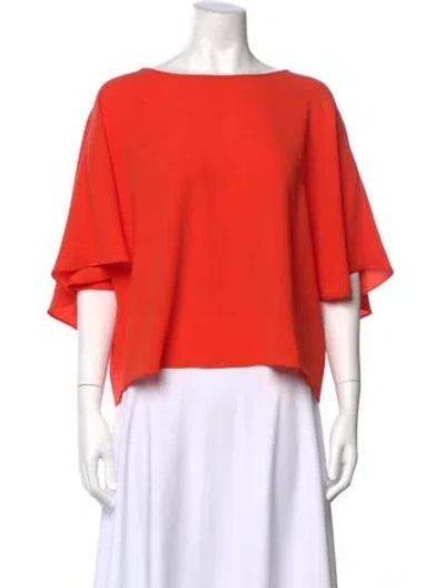 Pre-owned Tibi Bateau Neckline Short Sleeve Top In Orange
