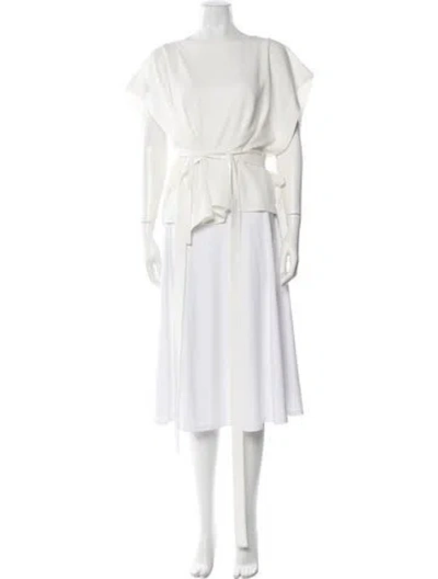 Pre-owned Tibi Bateau Neckline Short Sleeve Top In White